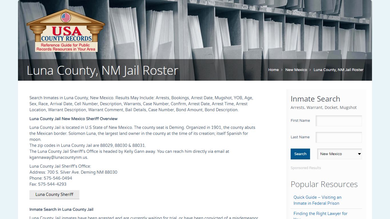 Luna County, NM Jail Roster | Name Search